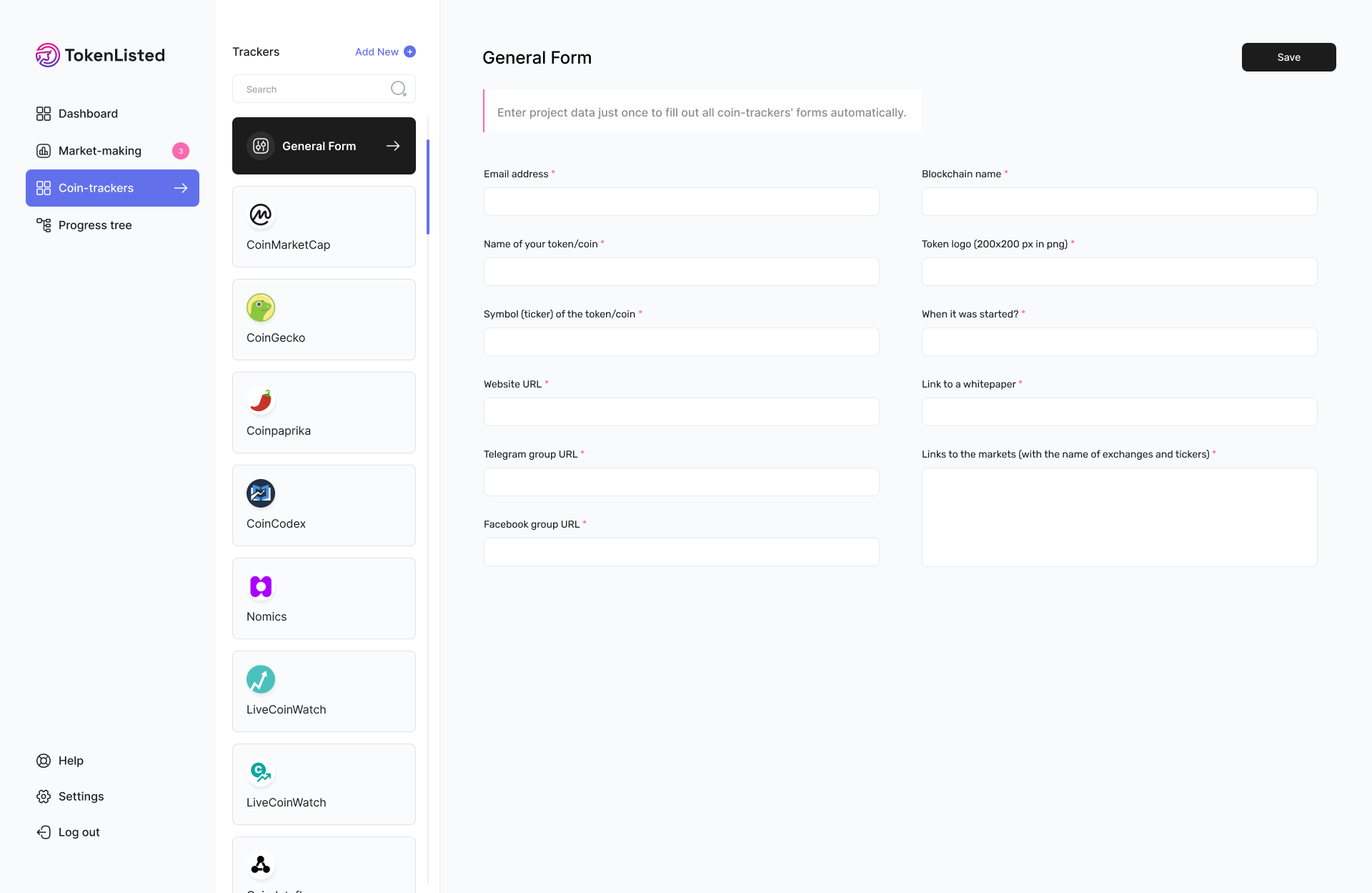 Trackers Auto Filling